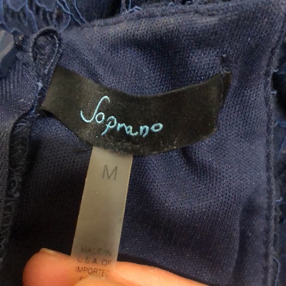 Francesca’s Collection Soprano Midi Dress Size Medium Navy Blue Floral Lace - Picture 6 of 9